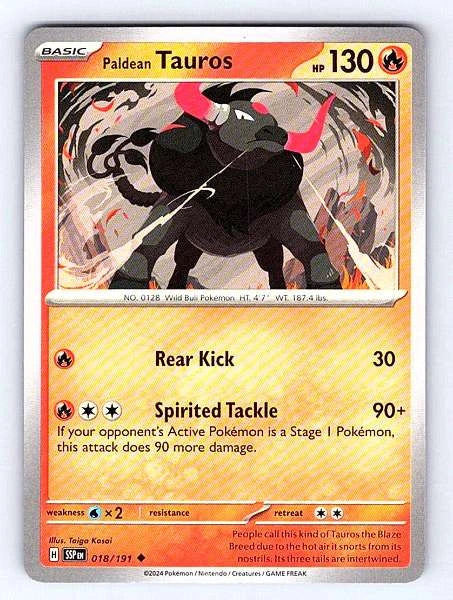 Paldean Tauros 018/191 Surging Sparks Common NM Pokemon TCG