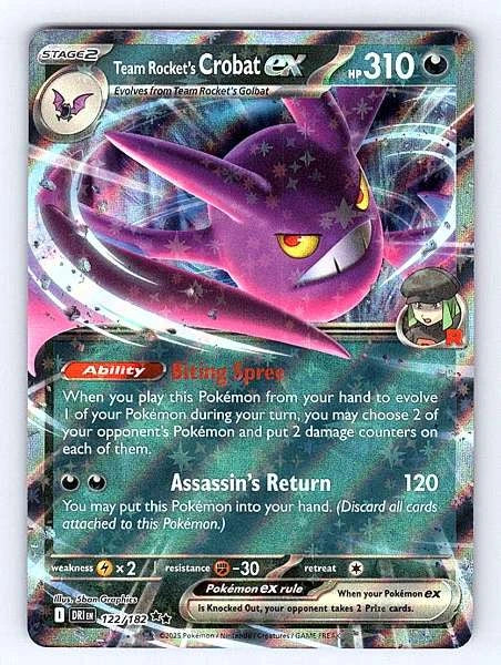 Team Rocket's Crobat ex 122/182 Destined Rivals Ultra Rare NM Pokemon TCG