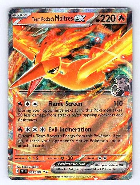 Team Rocket's Moltres ex 031/182 Destined Rivals Ultra Rare NM Pokemon TCG