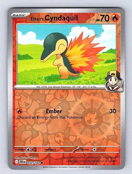 Ethan's Cyndaquil 032/182 Destined Rivals Common NM Pokemon TCG