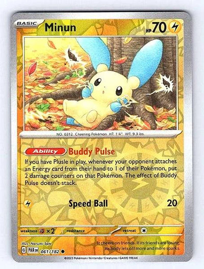 Minun 061/182 Paradox Rift Common NM Pokemon TCG