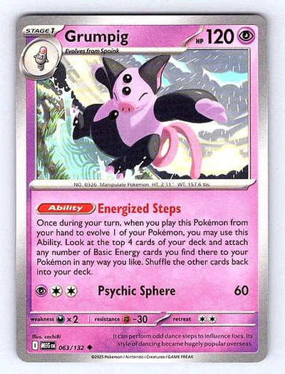 Grumpig 063/132 Mega Evolution Rare NM Pokemon TCG