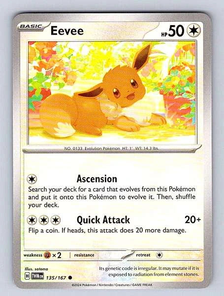Eevee 135/167 Twilight Masquerade Common NM Pokemon TCG